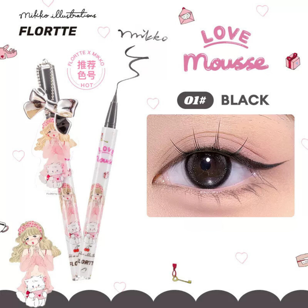 mikko illustrations FLORTTE アイライナー　中華コスメ FLORTTE x MIKKO Wink Wink Liquid Eyeliner (2 Colours) | COSME HUT