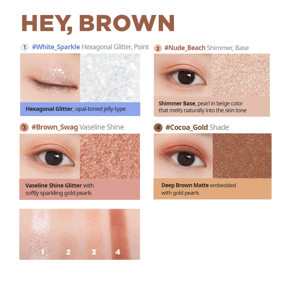 CLIO Twinkle Pop Pearl Flex Glitter Eye Palette #02 Hey, Brown